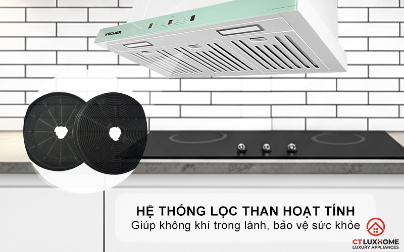 MÁY HÚT MÙI ÂM TỦ KOCHER TURBO X-668N NGANG 700MM MÀU NGỌC TRAI TURBOX668N 8