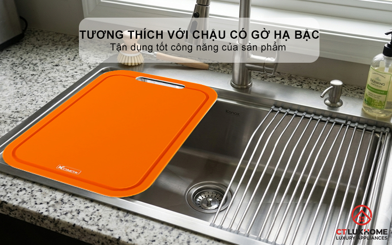 THỚT NHỰA PE KONOX CUTTING BOARD CB07-O MÀU CAM  CB07O 6