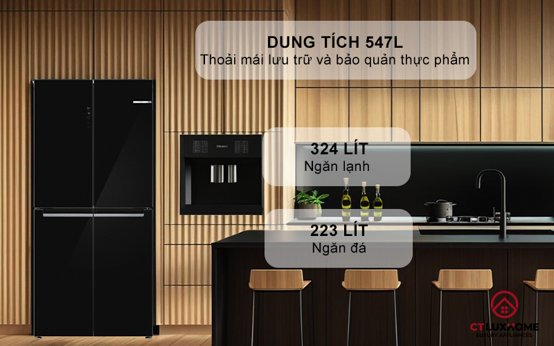 Dung tích 547L thoải mái đựng đồ