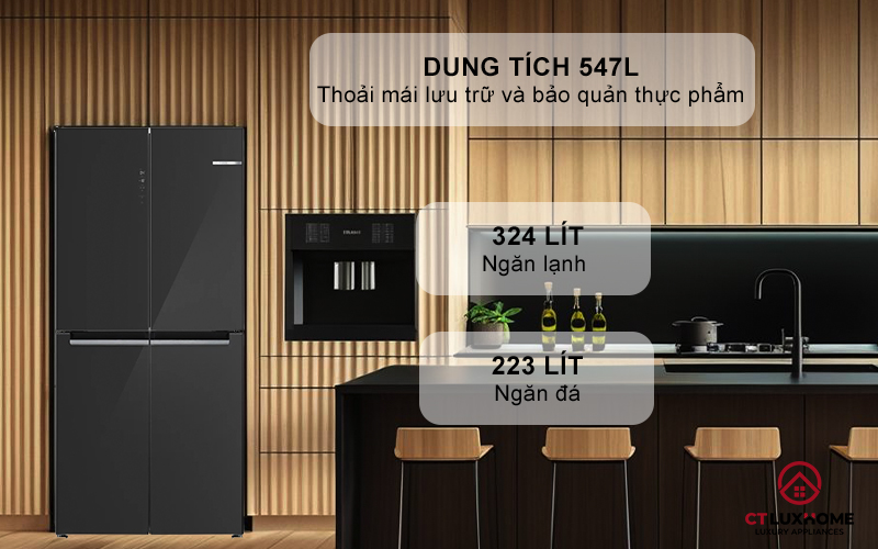 Dung tích 547L thoải mái đựng đồ