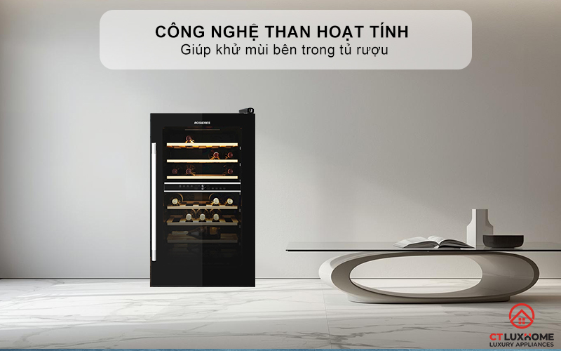 Công nghệ than hoạt tính giúp khử mùi bên trong tủ rượu