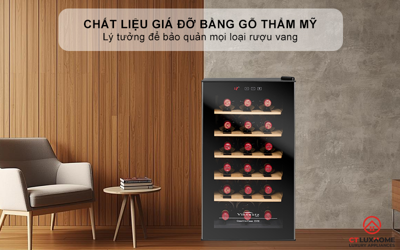 Chất liệu giá đỡ bằng gỗ - Thẩm mỹ và bảo vệ chai rượu