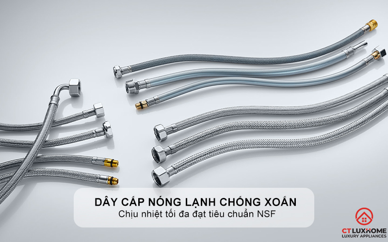Dây cấp nóng lạnh chống xoắn thương hiệu NEOPERL Thụy Sỹ, chịu nhiệt tối đa đạt tiêu chuẩn NSF