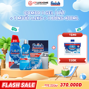 COMBO FINISH 1 Gel Power All in one 1 lít + 1 Nước bóng 400ml + 1 Muối rửa bát 1.2kg