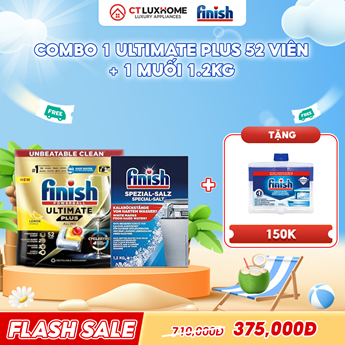 COMBO FINISH 1 Túi viên rửa bát Ultimate Plus 52 viên + 1 Muối rửa bát 1.2kg