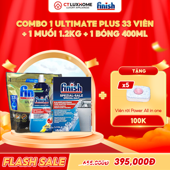 COMBO FINISH 1 Túi Ultimate 33 viên + 1 Nước bóng 400ml + 1 Muối 1.2kg