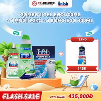 COMBO FINISH 1 Gel rửa bát Eco 900ml + 1 Nước bóng Eco 400ml + 1 Muối 1.2kg